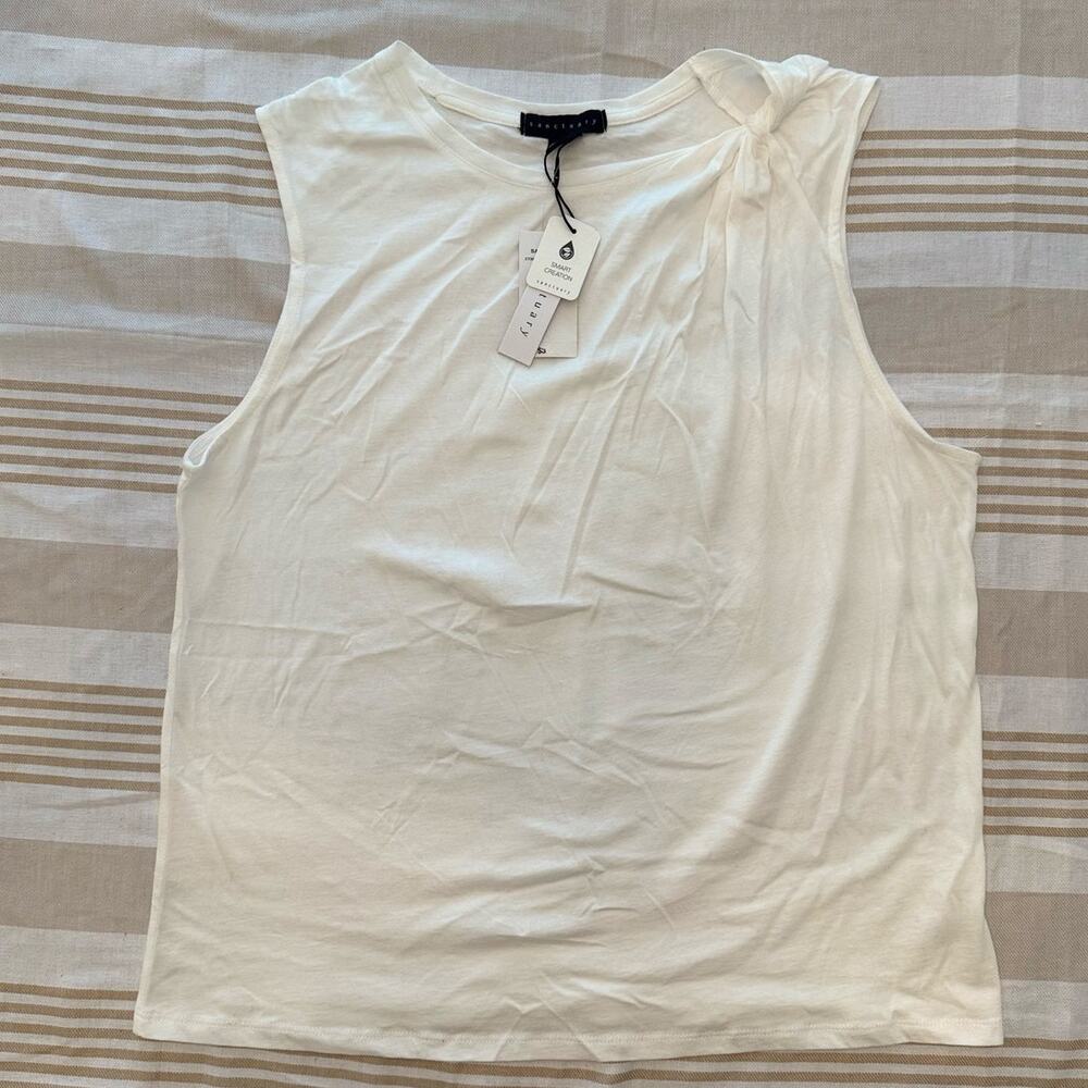 Sanctuary NWT | White 'So Twisted' Asymmetric Muscle Tank Tee Shirt | size large